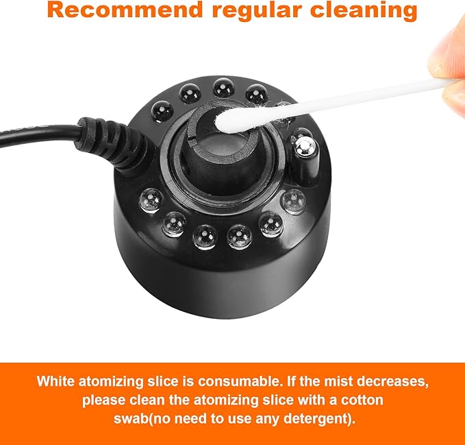 FITNATE Mist Maker, 12 LED Mister Fogger Water Fountain Pond Fog Machine Atomizer Air Humidifier, ultrasonic Mist fogger with Splash Guard, Perfect for Halloween and Other Holidays - Image 6