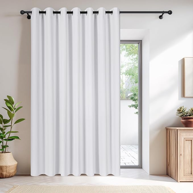 NICETOWN 100% Blackout Curtains & Drapes - Total Privacy Thermal Efficiency Backdrop for Bedroom Room Divider Vertical Blind Living Room Patio Sliding Glass Door, Wide 100 x Long 84 inch, Pure White - Image 2