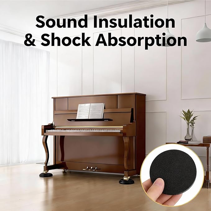 4 Pcs Solid Wood Upright Piano Caster Cups, Non-Slip & Anti-Noise for Floor Protectors Black - Image 4