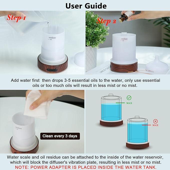 EQUSUPRO Aromatherapy Essential Oil Diffuser 150ml- Electric Cool Mist Aroma Diffuser with Intermittent Mode, Auto Shut-Off Protection, 7 Colors Changing LED Light for Home Office Decor & Gift (Sea) - Image 6