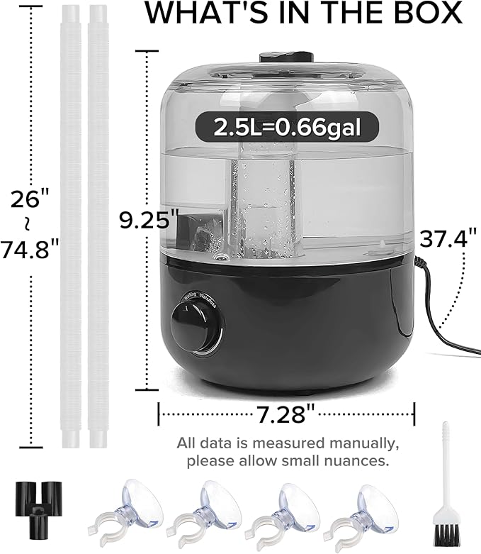 Reptile Fogger Humidifier Mister for Reptile Tank, 2.5L Top-Fill Terrarium Humidifier with Hose for Snakes, Tortoises, Chameleons and Ball Python, AUAAQ Reptile humidifers - Image 6