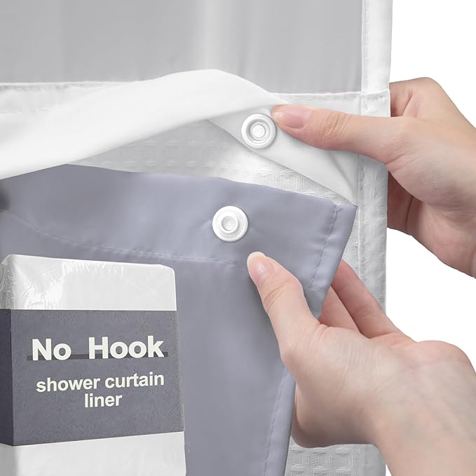 Replacement Snap-in Fabric Liner 71" W x 55" L, for 72" W x 75" L No Hook Shower Curtain - Grey by Unknown