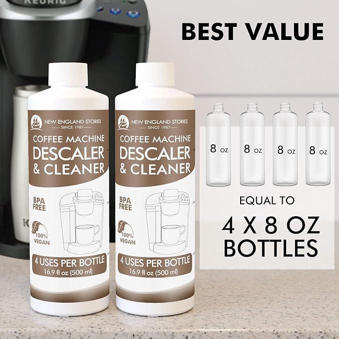 8 Uses Descaling Solution Compatible with Keurig, Nespresso, Breville, Delonghi, Jura, Ninja - 33.8oz Coffee Machine Descaler, Espresso Coffee Maker Cleaner, Coffee Pot Limescale Remover - Image 2
