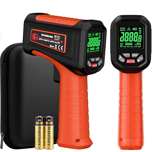 50:1 Infrared Thermometer Laser Temperature Gun -58℉~3272℉, Meat Food Pizza Oven Grill Thermometer for Griddle Accessories, Heat Gun for Cooking, HVAC, Engine Surface Temp Reader by MOONASCEND