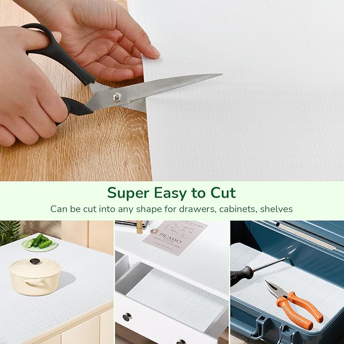 Shelf Liner and Cabinet Liner for Kitchen, Non-Slip Non-Adhesive Drawer Liners for Cabinets and Cupboard, Dresser, Shelves, Tool Box, Pantry, Thickened Easy Install, Strong Grip, 23.6in x 20FT, White - Image 5