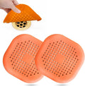 Hair Drain Catcher,Square Drain Cover for Shower Silicone Hair Stopper with Suction Cup,Easy to Install Suit for Bathroom,Bathtub,Kitchen 2 Pack (Orange) by Bovinde
