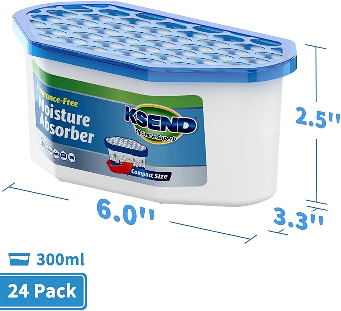 Moisture Absorbers, 24 Pack, Compact Dehumidifier for Closet, Efficient Humidity Absorber Boxes, Moisture Absorber for Closet, Odor Eliminator with Fragrance Free, Blue, 6.4oz, 300ml - Image 9