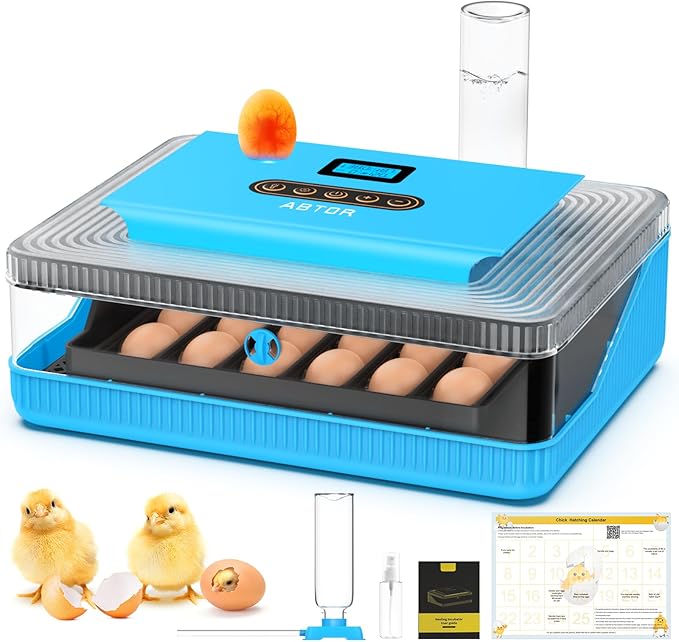 25 Egg Incubator Digital Poultry Hatcher Machine with Automatic Egg Turning, incubators for Hatching Eggs, Temperature & Humidity Control, LED Screen, General Purpose Incubator, Support 95-125 Volts by ABTOR