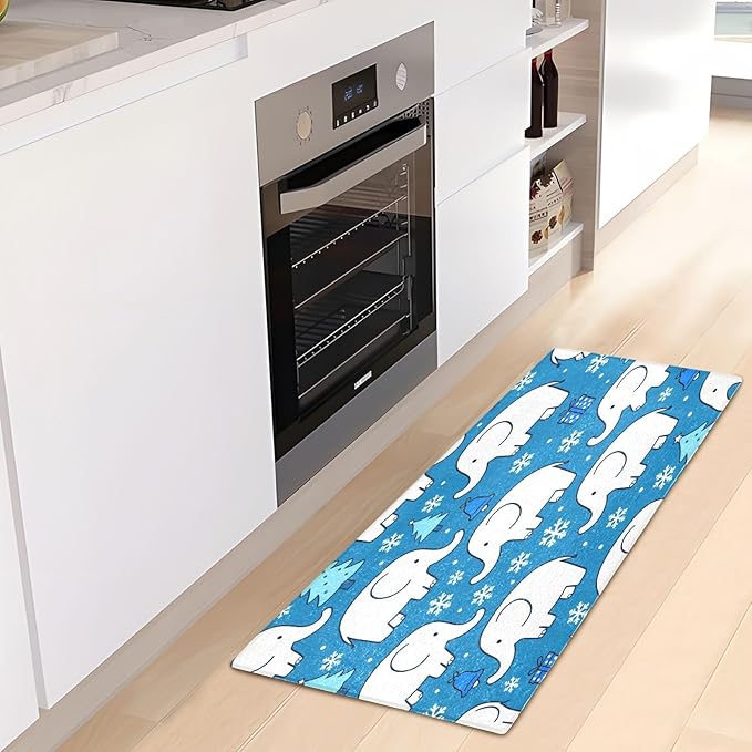 White Elephant Snowflake Blue Christmas mats Non Slip Anti-Mold Bath Rugs for Bathroom for Indoor Doormat Accessories decoración 39 x 20 in alfombra para ba?o - Image 6