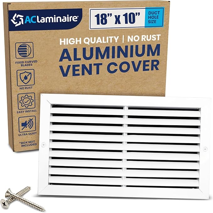 18x10 Inch (Duct Opening) Air Return Vent Cover Decorative – Premium Aluminum AC Vent Cover for Ceiling & Wall, Rustproof Grille, Ideal for Home HVAC Grille, Durable & Easy to Install by ACLAMINAIRE by LAMINAIRE