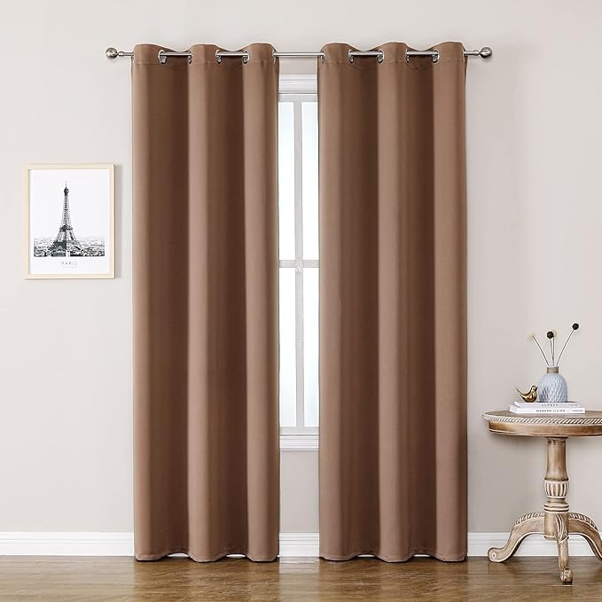 ChrisDowa Blackout Curtains 72 inches Long for Bedroom - 2 Panels Set Grommet Thermal Insulated Room Darkening Curtains for Living Room (Cappuccino, 42 x 72 Inch) by ChrisDowa