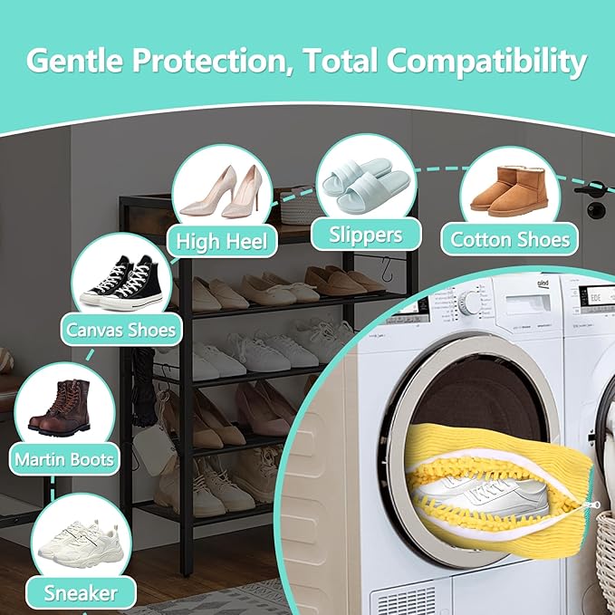 Shoe Washing Machine Bags 2Pcs, Shoe Cleaning Bag, 5-Size Laundry Bags- Reusable Washer & Dryer Safe for All Sneakers/Boots Machine Washable Laundry Kit - Image 5