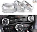 Auprite Climate Control Knob Covers for Challenger Accessories 2015-2023 2024, for Dodge Charger 2015-2023 2024, for Dodge Chrysler 300/300s 2015-2024,3Pcs Kit (Silver) by Auprite