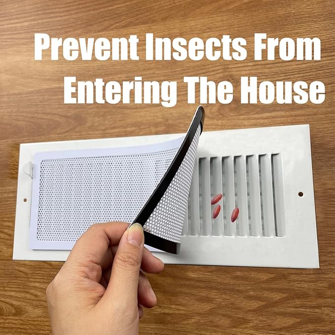 White Floor Register Vent Screen Cover 4"x10" Magnetic, Perfect for Wall/Ceiling/Floor Air Vent Filters (4-Packs) - Image 3