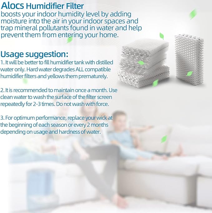 Alocs WF813 Humidifier Filter Replacement for Relion - RCM832 RCM-832N Procare PCWF813 Protec WF813 Equate EQ-2119-UL EQWF813 Cool Mist Humidifiers Wick Filters (Pack of 4) - Image 7