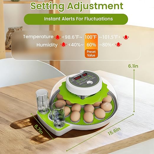 18-Egg Incubator incubators for Hatching Eggs with Automatic Egg Turning & Humidity Control, Transparent HD Panoramic Viewing & Candler Fertile for Farms, Science, classrooms, Homes Chickens Ducks - Image 7
