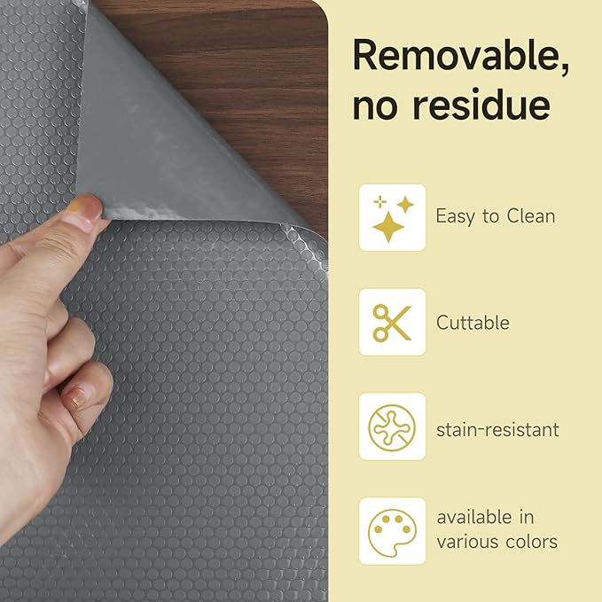 WochiTV Adhesive Shelf Liner 30 X 120 Inches Peel and Stick Kitchen Liner for Cabinets, Drawers Removable Protector Mat Waterproof Contact Covering for Dresser Pantry Countertops Shelves, Gray - Image 6