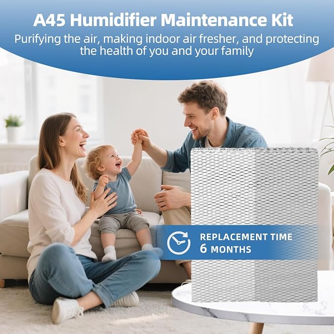 45 Water Panel Humidifier Filter Replacement Evaporator Compatible with Aprilaire H445EZ1A 4788 Maintenance Kit Filter or 400 400A 400M 400KZ 400MKZ Part #45 Pack of 2 - Image 7