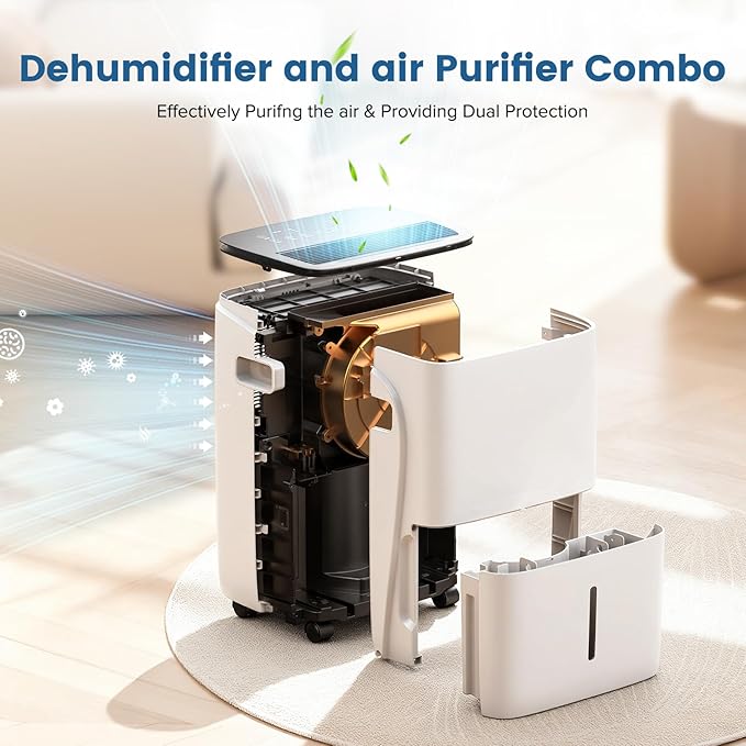 80 Pint Dehumidifier for Basement and Home, Covers up to 4,500 Sq. Ft Rooms, High-Efficiency Compressor Dehumidifier with Drain Hose and 1.05 Gallons Water Tank, Auto Shut-Off, 24HR Timer - Image 5