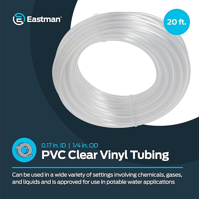 Eastman 0.17 Inch ID (1/4 Inch OD) PVC Clear Vinyl Tubing, 20 Foot Length, 98560 - Image 2