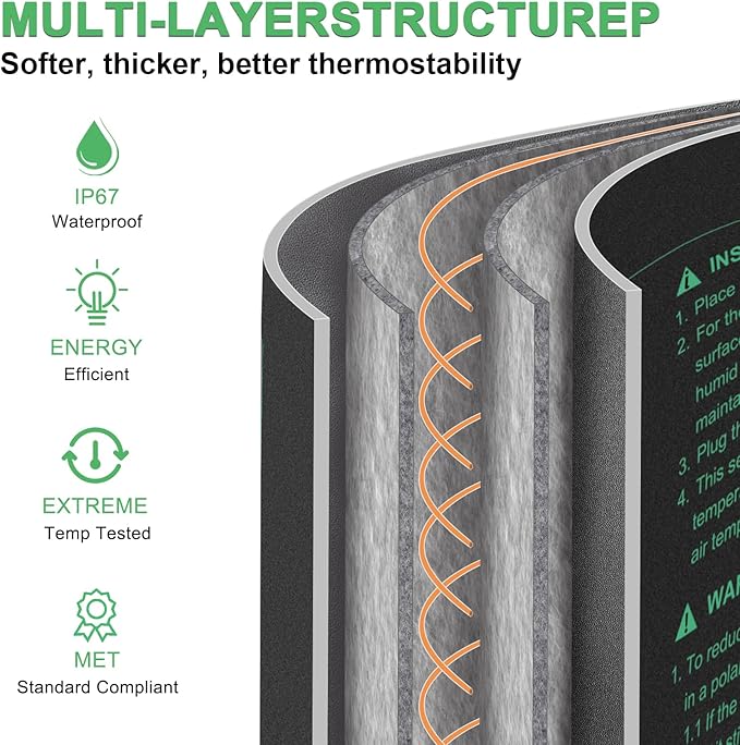 Seedling Heat Mat 8 Pack, 10" x 20.75" MET-Certified Warm Hydroponic Heating Pad, Waterproof Warm Hydroponic Plant Heating Mat for Germination, Greenhouse Grow Seed Starter - Image 3