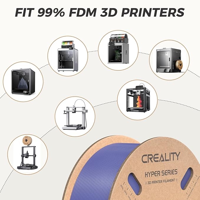 Official Creality Hyper PLA Filament 1.75mm, High Speed PLA 30-600mm/s Rapid 3D Printer Filament, Dimensional Accuracy +/-0.02mm, Fit Most FDM 3D Printers, 1KG(2.2lbs) Spool Very Peri - Image 7