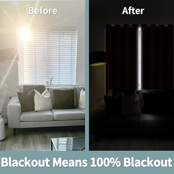 BGment Thermal Insulated 100% Blackout Curtains 72 Inch Length 2 Panels, Total Light Blocking Curtains for Bedroom, Grommet Window Drapes with Thick Black Liner, 52 Inch Wide Each Panel, Burgundy Red - Image 3