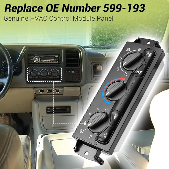 599-193 AC Climate Control Module Compatible with Select Chevrolet & GMC Air Conditioning Module Panel, HVAC Temperature Control Switch Unit, 599193 A/C Heater Climate Control Module - Image 4