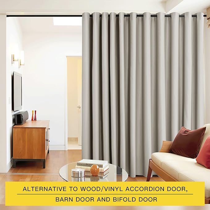 NICETOWN Closet Door Heavy Curtain, Room Dividers Shade Screens Partitions, Extra Large Grommet Top Space Partition Blackout Curtain, Screen Dividers for Rooms (1 Pack, 20ft Wide x 9ft Long, Natural) - Image 2