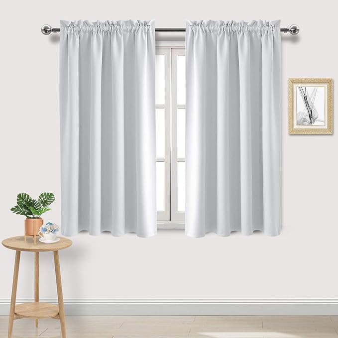DWCN White Room Darkening Blackout Curtains - Thermal Insulated Privacy Energy Saving Window Curtain Drapes 52 x 54 inch Length, Set of 2 Bedroom Living Room Curtains by DWCN