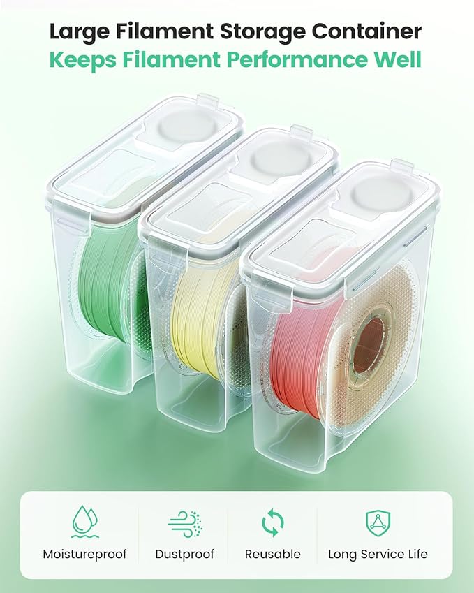 AMZPro Filament Storage Box - 4 Pack Filaments Container for 3D Printing Filaments Sealing and Protection - Portale Filament Storage with Desiccant,Water-Proof and Dust-Proof 4.0L(9.03 * 8 * 3) - Image 2