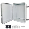 Outdoor Waterproof Box,IP67 ABS Junction Box Electrical Enclosure with Stainless Steel Latch, Hinged Cover Electric Box with Wall Brackets 15.7" Dx11.8 Wx7.1H by LuSumtly