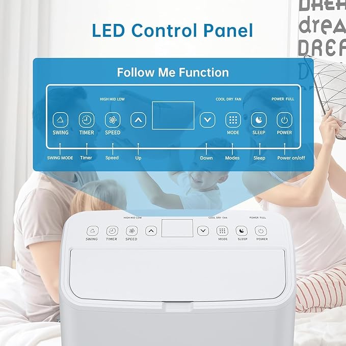15000 BTU Portable Air Conditioners, 3-in-1 Cooling AC Unit w/Dehumidifier & Fan Mode for Rooms Up to 850 Sq. Ft, Remote Control, Sleep Mode, Low Noise,24H Timer, 3 Speed, Auto Swing for Home Totel - Image 5