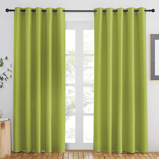 NICETOWN Fresh Green Blackout Curtains 84 inch Length, Grommet Top Room Darkening Drapes for Bedroom Living Room, Light Blocking Window Covering for Privacy (W66 x L84 Inch, 1 Panel) by NICETOWN
