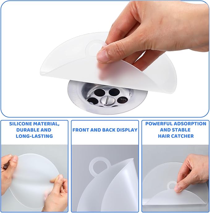 Yinkin 6 Pcs Drain Covers to Keep Bugs Out Silicone Shower Floor Tub Stoppers Bathtub Drain Stoppers Sewer Anti-Odor Mats Deodorizing Plugs for Bathroom(6 x 6 Inch,Round,White) - Image 5