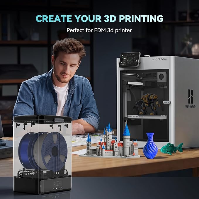 SUNLU Filament Dryer & Storage Box SP2, Fit 2-Spools 1KG Filament, 70℃ Max Temperature Dryer Box with 360° Heating for 3D Printer Filament Drying and Sealing, Compatible with PLA PETG ABS TPU 1.75mm - Image 6