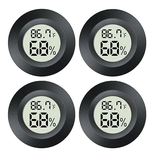 4 Pack Mini Digital Hygrometer Gauge Indoor Thermometer, LCD Monitor Temperature Outdoor Humidity Meter for Greenhouse Jars Incubators Guitar Case, Fahrenheit (℉) or Celsius(℃) by Unknown