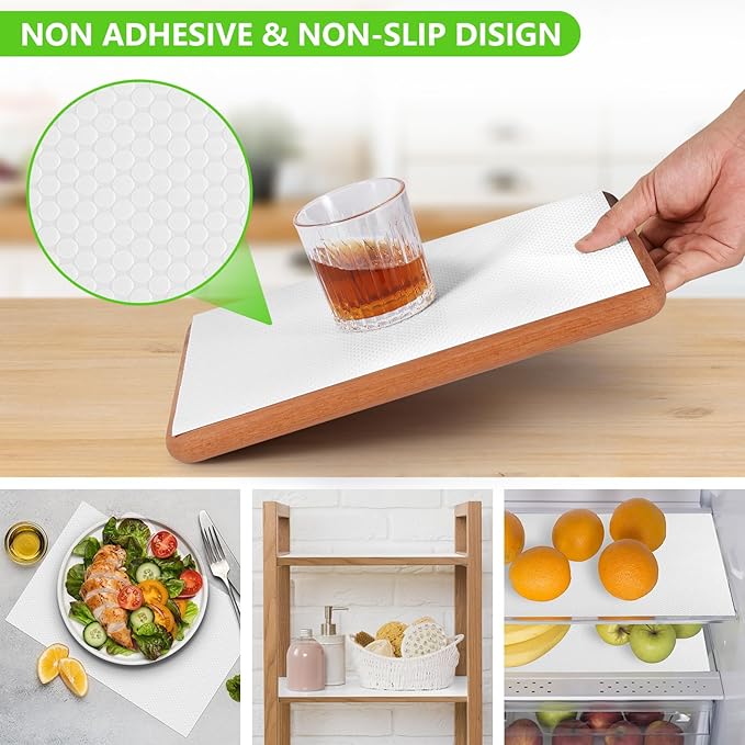White Shelf Liners for Kitchen Cabinets Non Adhesive Drawer Liner for Bathroom Waterproof Refrigerator Liners for Shelves Fridge Plastic Mats Cabinet Cupboard Liner 17.5 x 393.7 Inches - Image 7