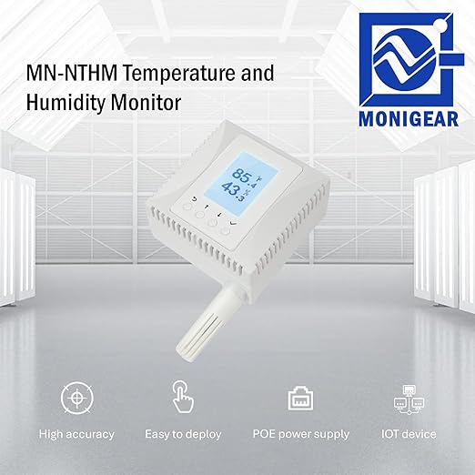 Network Temperature Humidity Monitor, THERMOMETER, Environmental Sensor, Supports MQTT, BACnet, SNMP, Modbus TCP, PoE Power Supply - Image 3