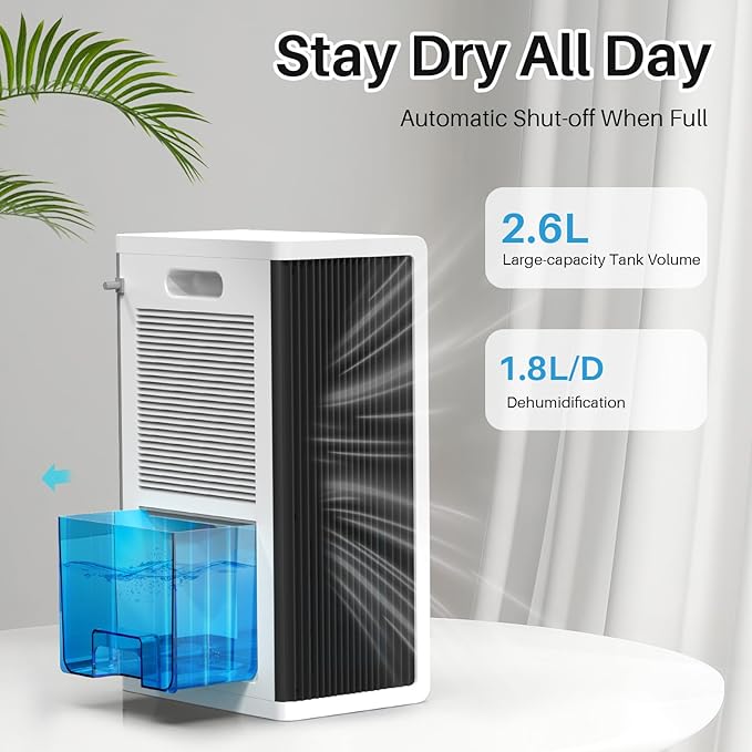OKYUK Dehumidifier, 95 oz dehumidifiers for home,1000 sq. ft Dehumidifiers for Bedroom with 7 Colors LED Light, Ultra Quiet & Auto Shut off dehumidifiers for basements Ideal for RV, Bathroom, Bedroom - Image 4