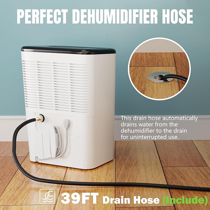 39FT Extension Drain Hose for Dehumidifier Indoor Dehumidifier Drain Hose with 3/4 inch Fitting, Leak Proof Dehumidifier Hose Fits Most Models - Image 7