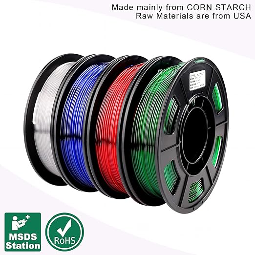 AMOLEN 3D Printer Filament Bundle, PETG Filament 1.75mm,Transcucent Clear/White,Red,Green,Blue Filament,PETG Transparent Filament with Light Transmission Feature,250g x 4 Spools Set - Image 4