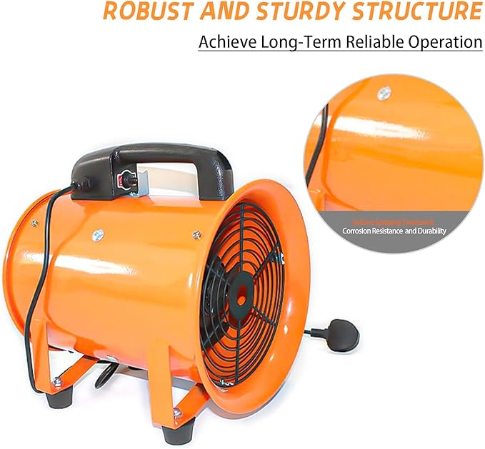 dreamdragon 12-Inch High-Velocity Portable Utility Blower Fan, Industrial Exhaust Fan, 3150 RPM Low-Noise Ventilator for Basements, Workshops, Warehouses, and Confined Spaces - Image 2