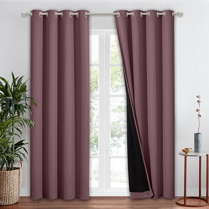 NICETOWN Total Shade Patio Door Curtain for Living Room, Heavy-Duty Full Light Shading Sliding Door Room Divider Drape, Vertical Blind for Window（Dry Rose, 1 Panel, 52 inches Wide x 84 inches Long by NICETOWN