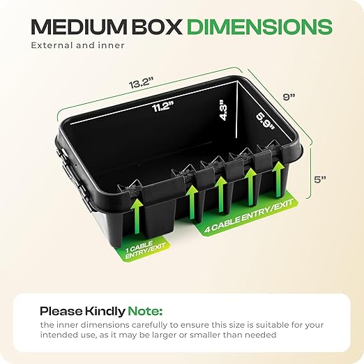 SockitBox – The Original Weatherproof Connection Box – Indoor & Outdoor Electrical Power Cord Enclosure for Timers, Extension Cables, Transformers, Power Strips, Lights, Tools & More – Medium – Black - Image 3
