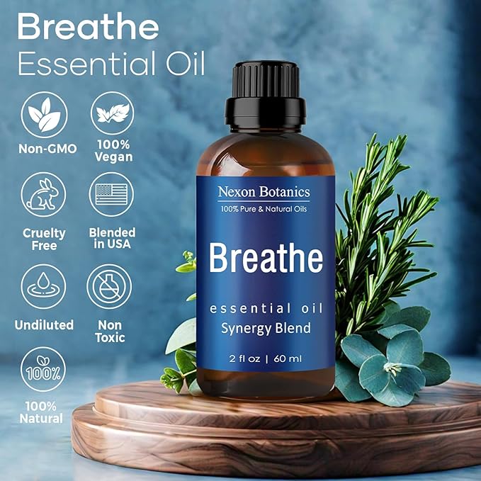 Breathe Essential Oil Blend 60 ml - Breath Sinus Relief with Menthol Oils - for Humidifiers, Diffusers, and Aromatherapy - Nexon Botanics - Image 5