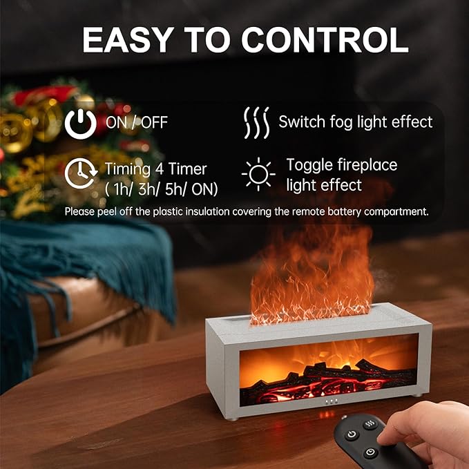 Fireplace Diffuser Humidifier,Fireplace Aromatherapy Essential Oil Diffuser, Ultrasonic Colorful Cool Mini Flame Fire Aroma Humidifier with Timer for Home,Bedroom,Office,Yoga - Image 5