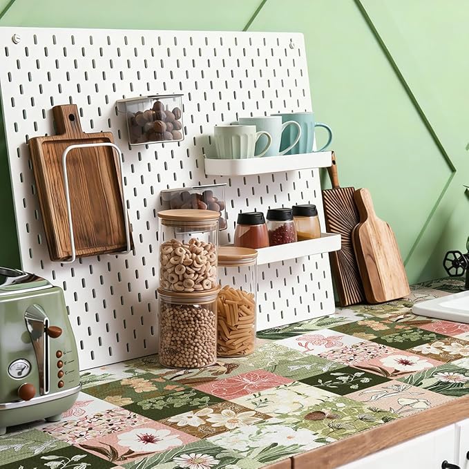 Drawer and Shelf Liner for Kitchen Cabinets Non-Adhesive Cabinet Liner for Shelves Kitchen Drawer Liners Waterproof Shelf Liners for Cabinets,Refrigerator,Cupboard, Floral,12In x 10FT - Image 7