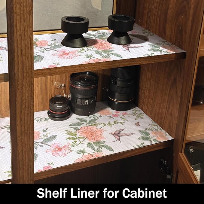 Bird Floral Shelf Liners Non Adhesive and Strong Non-Slip Shelf and Drawer Liners for Kitchen Cabinet Wire Fridge, Waterproof Shelf Drawer Liner,Easy to Clean,12IN x 10FT - Image 6