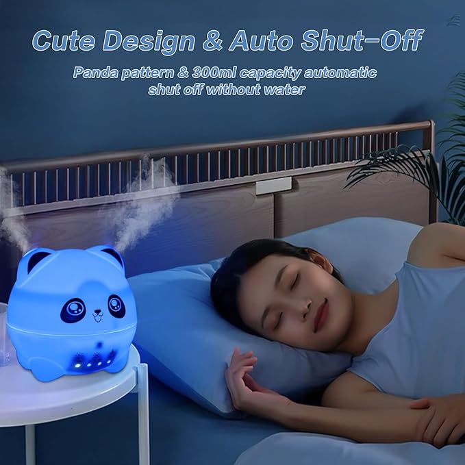 Mini Cool Mist Humidifier - Quiet Aroma Diffuser with 7 Color LED Lights, 2 Mist Levels, Timer & Auto Shut-Off for Bedroom and Office - Image 6
